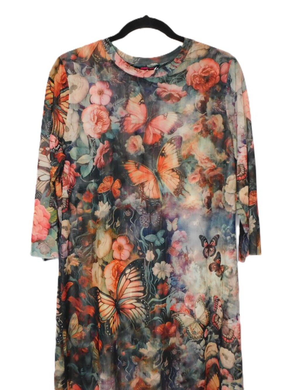 Johnny Was 3/4 Sleeve Mesh Midi Dress | Teyros Scarf | Floral | EUC | XL - Picture 2 of 9